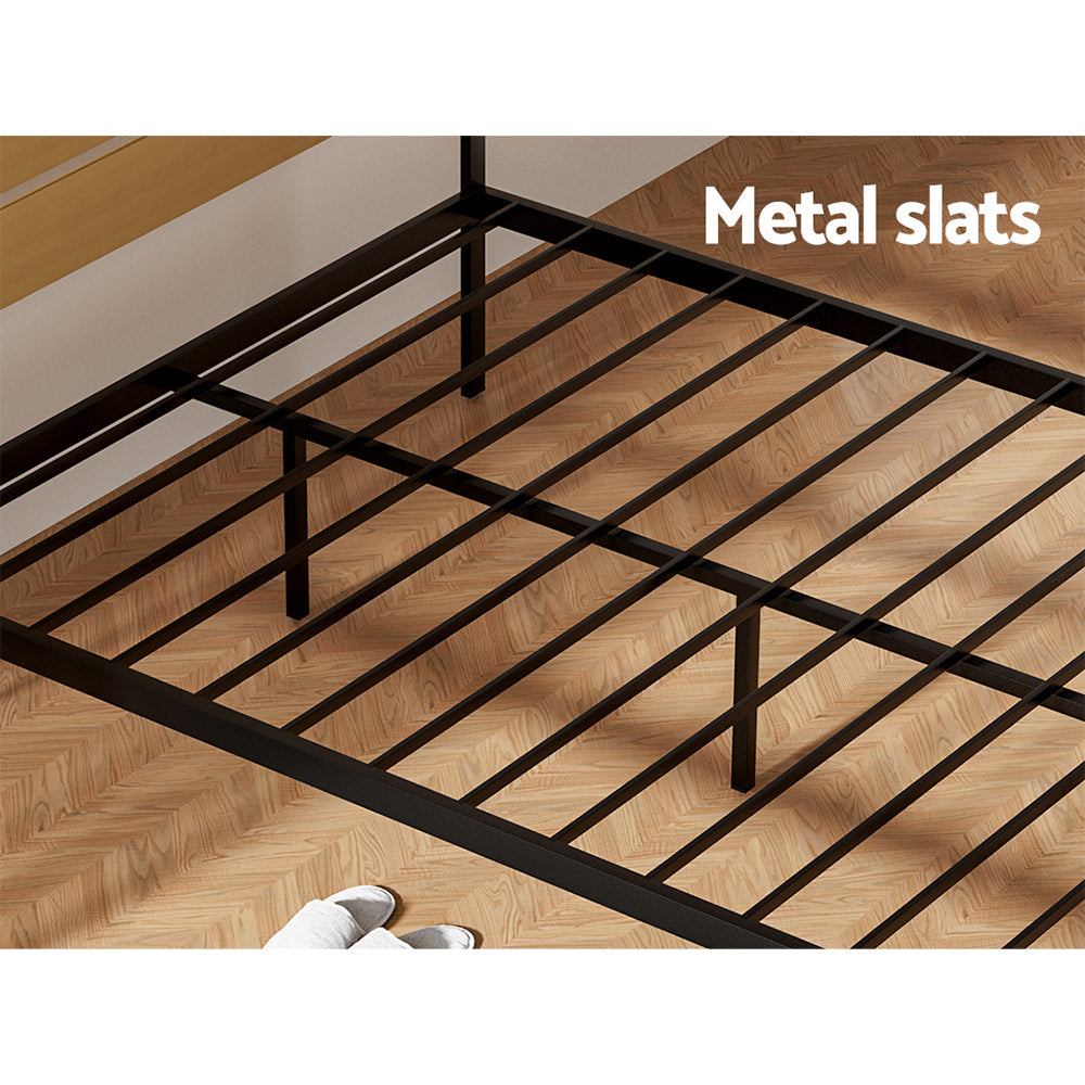 NNEDSZ Bed Frame Queen Size Metal Base Mattress Platform Foundation Black PAULA