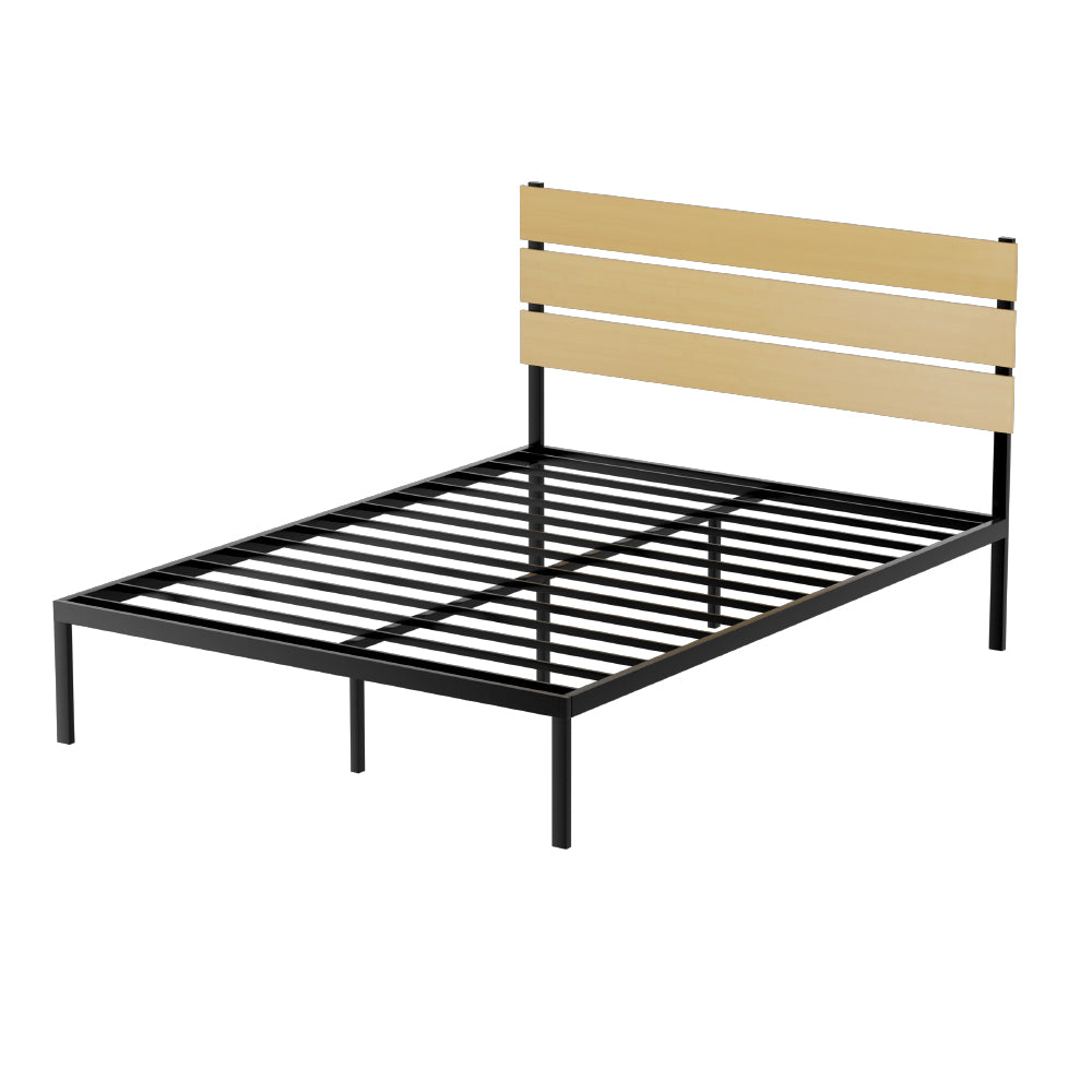 NNEDSZ Bed Frame Queen Size Metal Base Mattress Platform Foundation Black PAULA