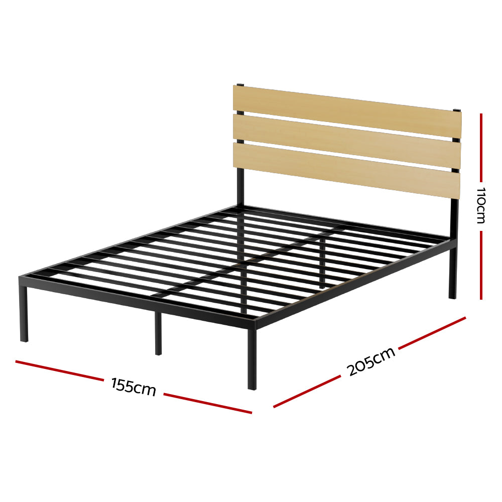 NNEDSZ Bed Frame Queen Size Metal Base Mattress Platform Foundation Black PAULA